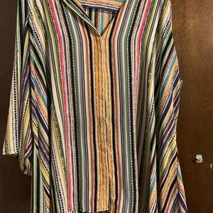 Plus size/extended size 3x multi colored button up tunic